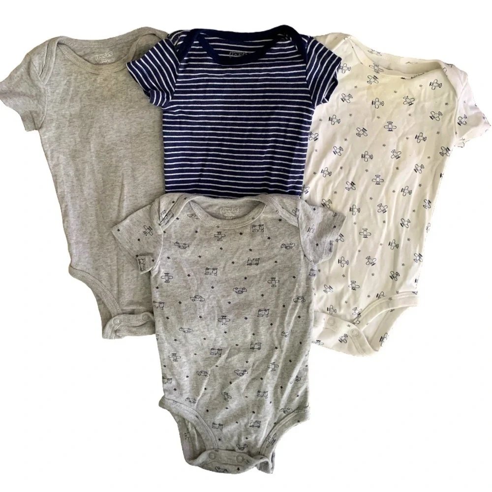 Carter's Gray, Navy, and White Baby Bodysuits